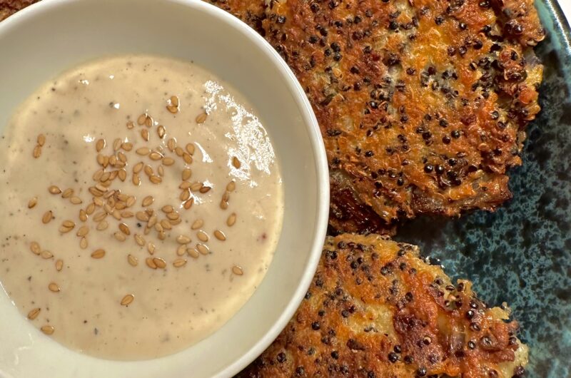 Crispy Quinoa Patties & Lime Tahini Sauce