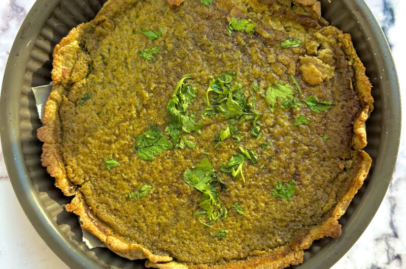 Carrot Tops Pesto and Broccoli & Coconut Cream Vegan quiche