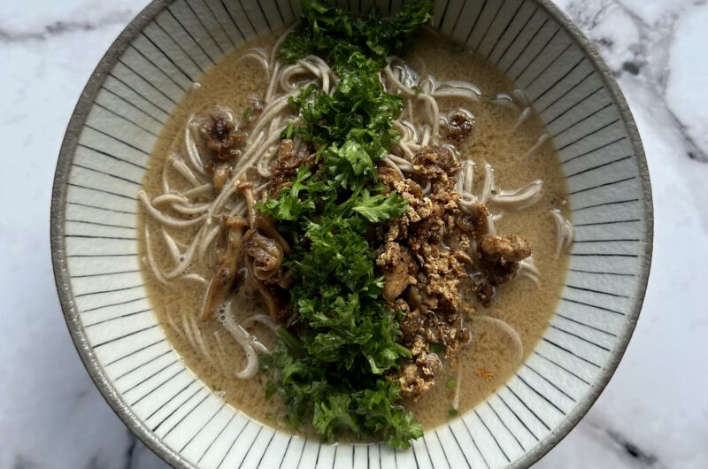 Two Misos Tahini Ramen with Seafood Mushrooms